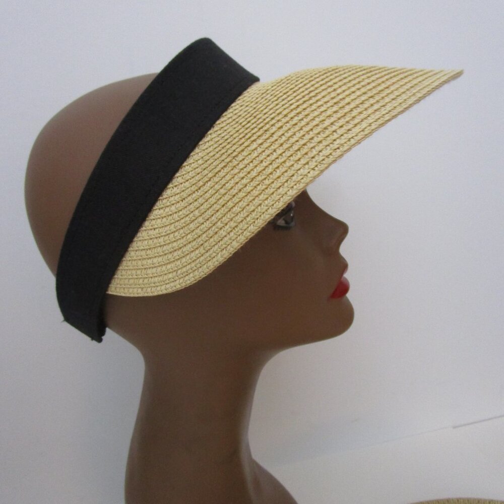 Hat Visor Natural Faux Straw Vaca Sun Protec - Picture 9 of 16